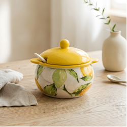 Lemon Pattern Porcelain Sugar Bowl Small